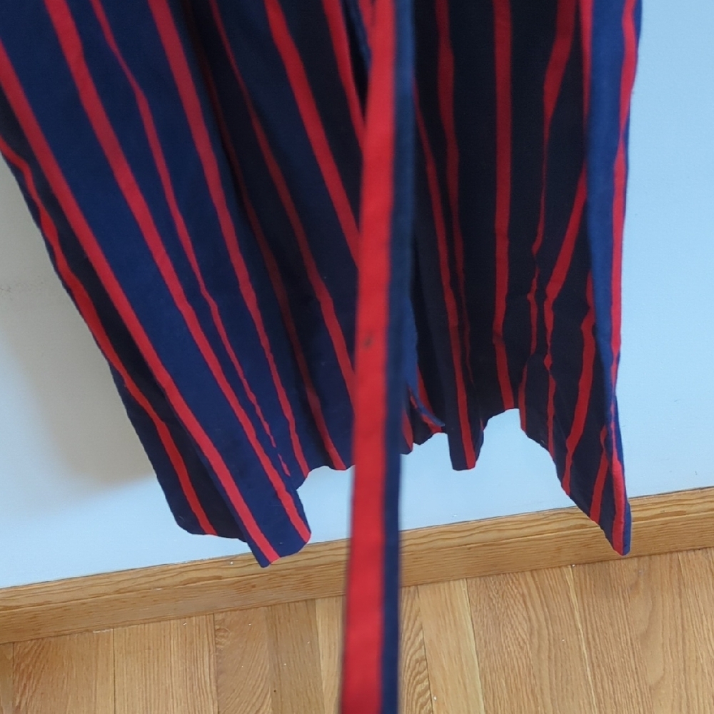 Vintage Lanz Originals 1970s Navy and Red Striped Wrap Dress, EUC - Picture 7 of 9